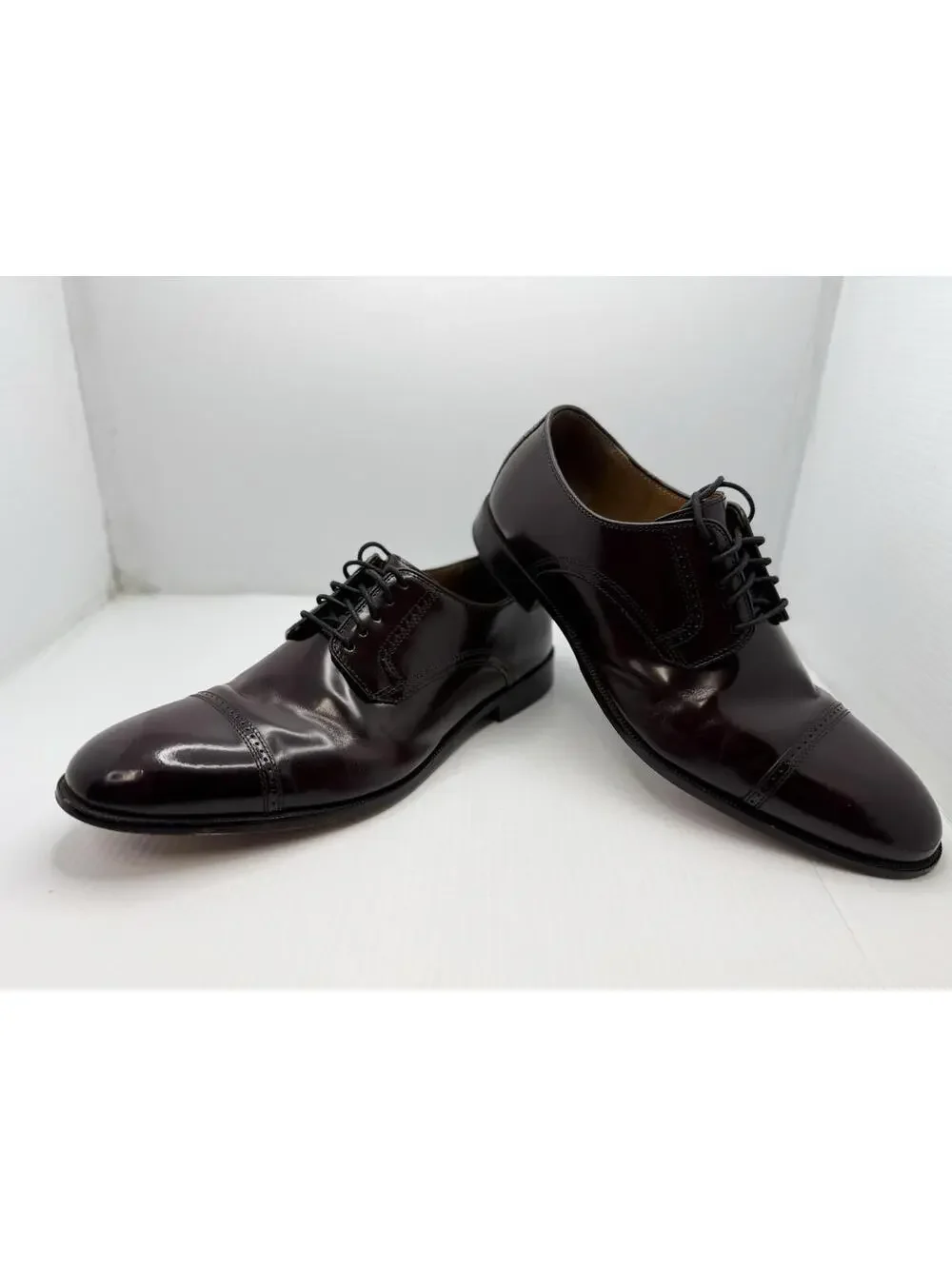 Mens 13 D/B Johnston & Murphy Melton Cap-Toe Shoes Burgundy Leather Oxford Dress
